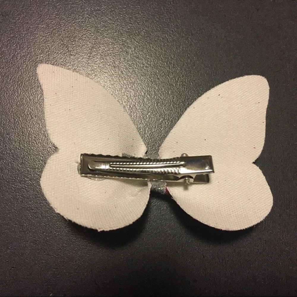 NEW pink faux leather butterfly hair clip